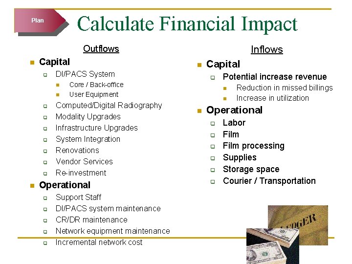 Calculate Financial Impact Plan Outflows n Capital q n q q q n Computed/Digital