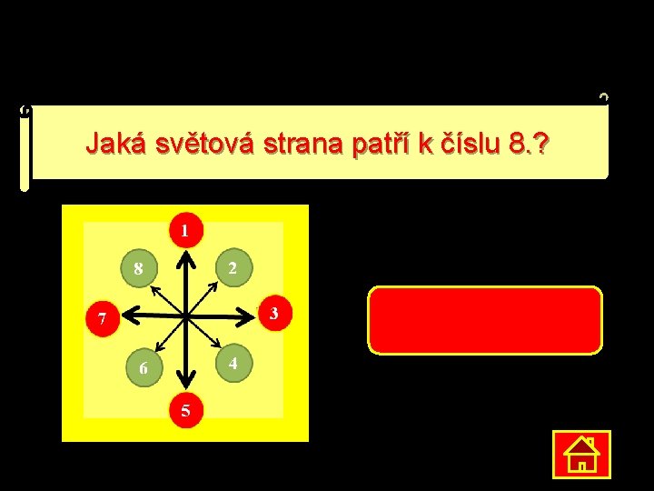 Jaká světová strana patří k číslu 8. ? SEVEROZÁPAD 