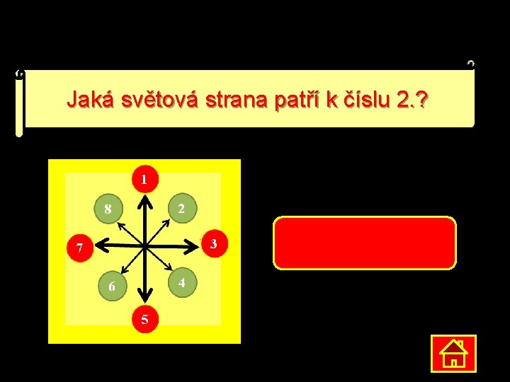 Jaká světová strana patří k číslu 2. ? severovýchod 