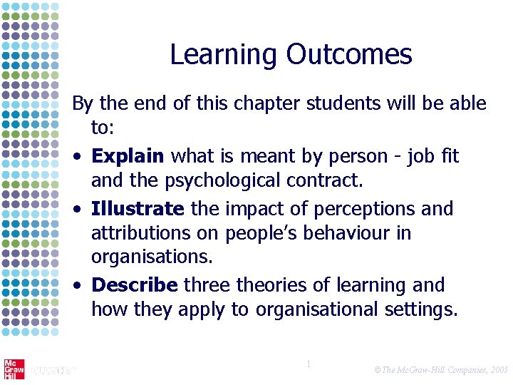 Learning Outcomes By the end of this chapter students will be able to: •