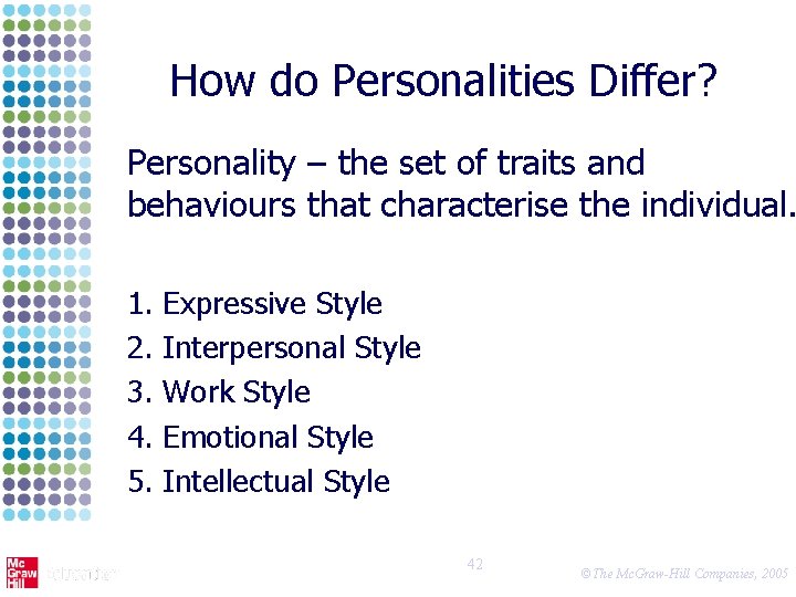 How do Personalities Differ? Personality – the set of traits and behaviours that characterise