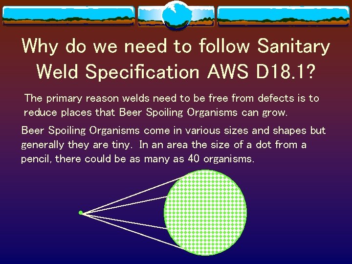 Why do we need to follow Sanitary Weld Specification AWS D 18. 1? The