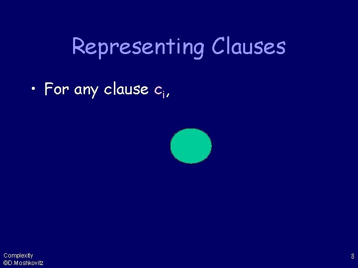 Representing Clauses • For any clause ci, Complexity ©D. Moshkovitz 8 