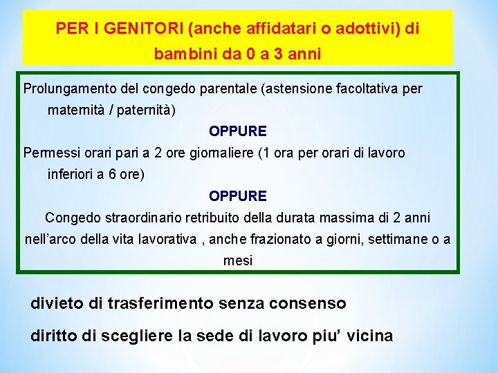 PER I GENITORI (anche affidatari o adottivi) di bambini da 0 a 3 anni