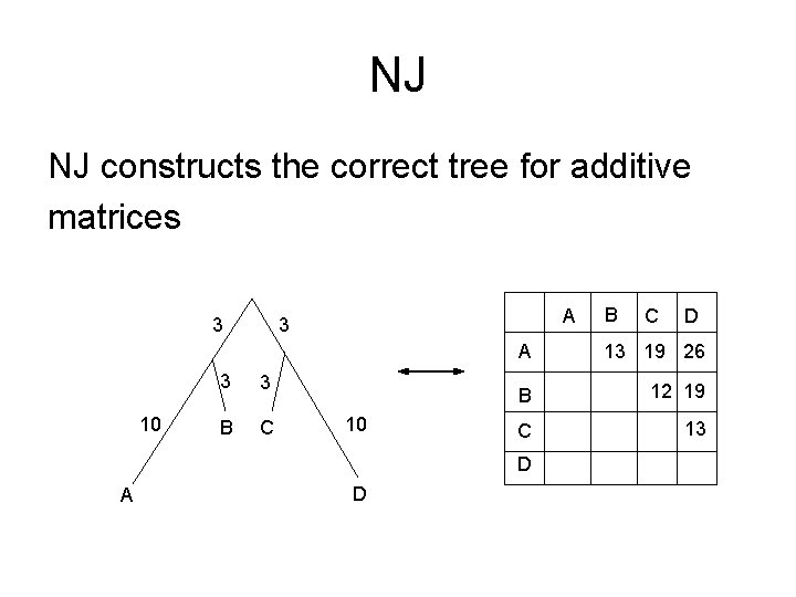 NJ NJ constructs the correct tree for additive matrices 3 10 A 3 3