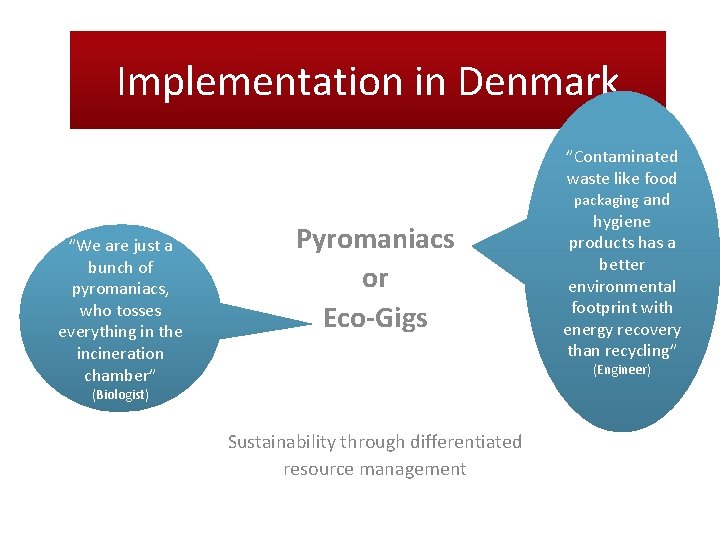 Implementation in Denmark ”We are just a bunch of pyromaniacs, who tosses everything in