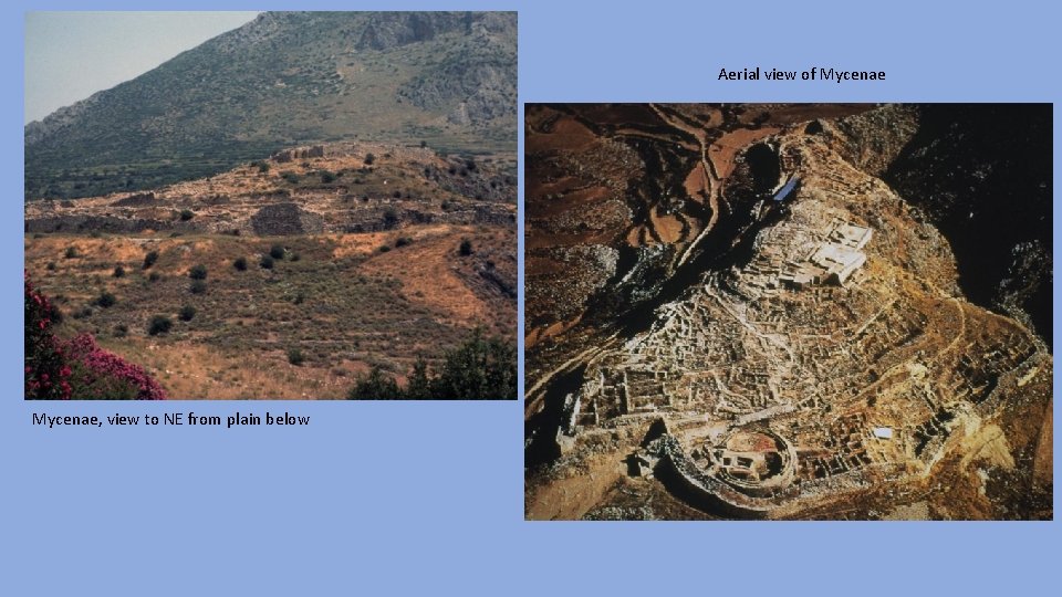 Aerial view of Mycenae, view to NE from plain below 