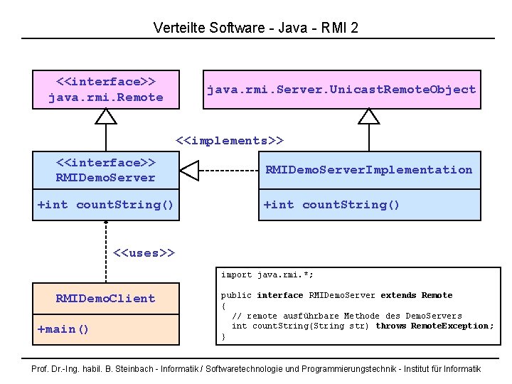 Verteilte Software - Java - RMI 2 <<interface>> java. rmi. Remote java. rmi. Server.