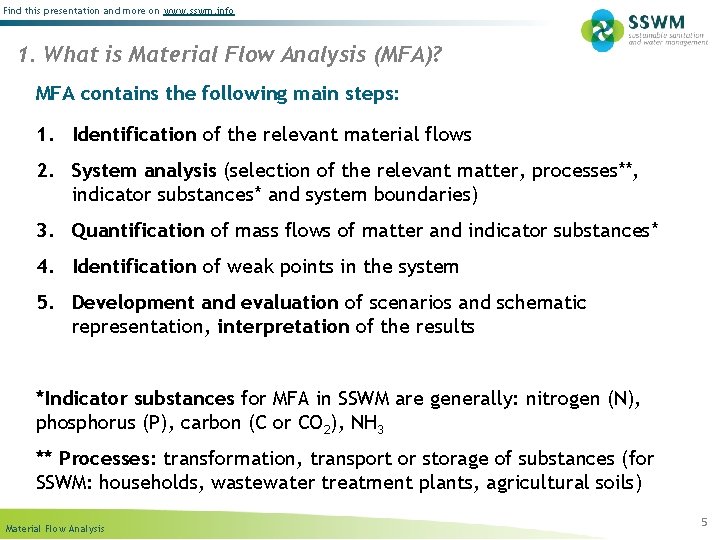 Find this presentation and more on www. sswm. info 1. What is Material Flow