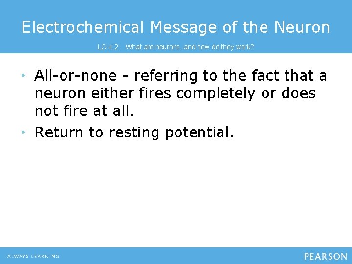 Electrochemical Message of the Neuron LO 4. 2 What are neurons, and how do