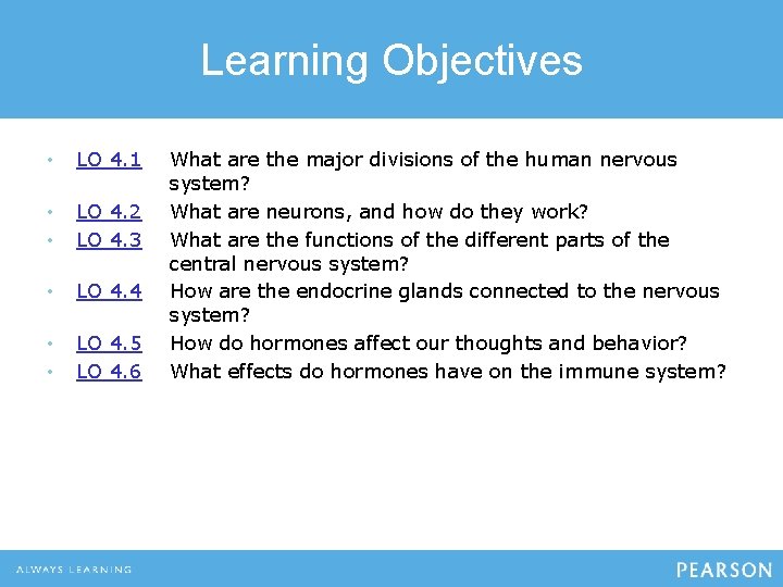 Learning Objectives • LO 4. 1 • • LO 4. 2 LO 4. 3