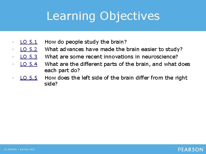 Learning Objectives • • LO LO 5. 1 5. 2 5. 3 5. 4