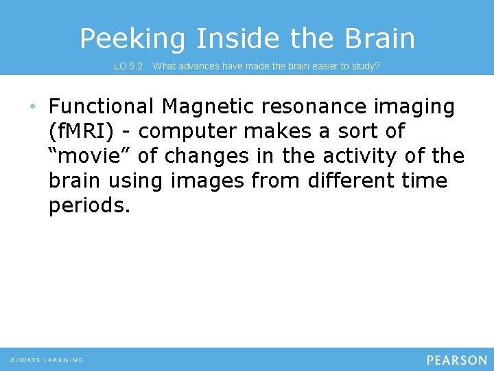 Peeking Inside the Brain LO 5. 2 What advances have made the brain easier