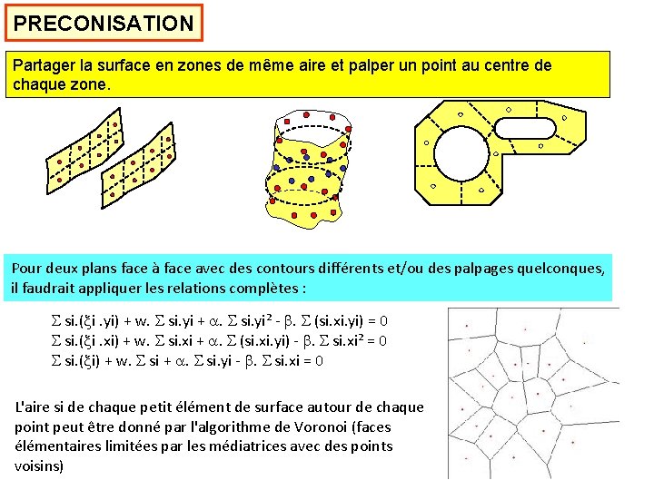 PRECONISATION Partager la surface en zones de même aire et palper un point au