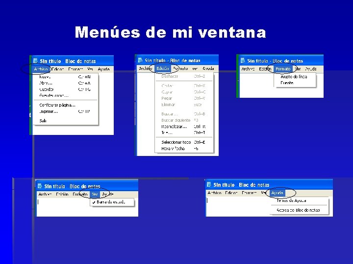 Menúes de mi ventana 
