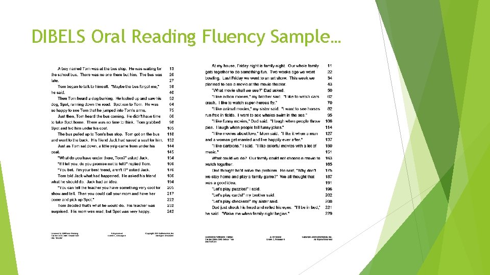 DIBELS Oral Reading Fluency Sample… 