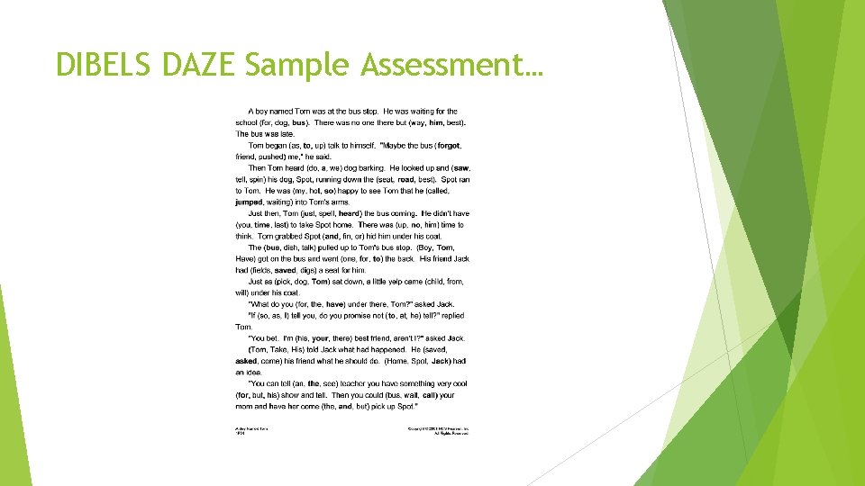 DIBELS DAZE Sample Assessment… 