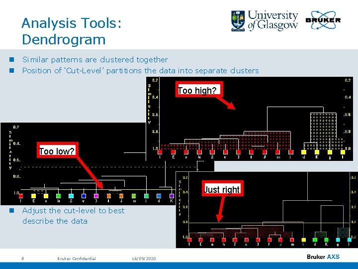 Analysis Tools: Dendrogram n Similar patterns are clustered together n Position of ‘Cut-Level’ partitions