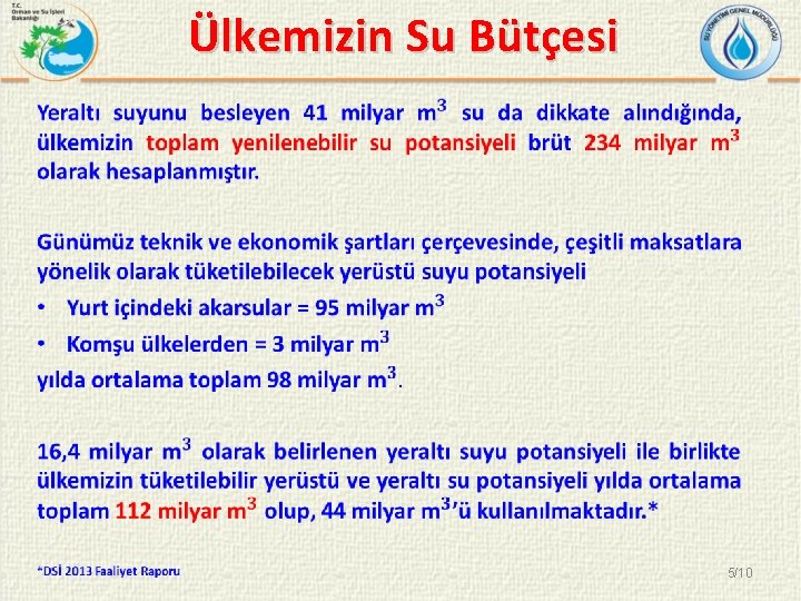 Ülkemizin Su Bütçesi • 5/10 