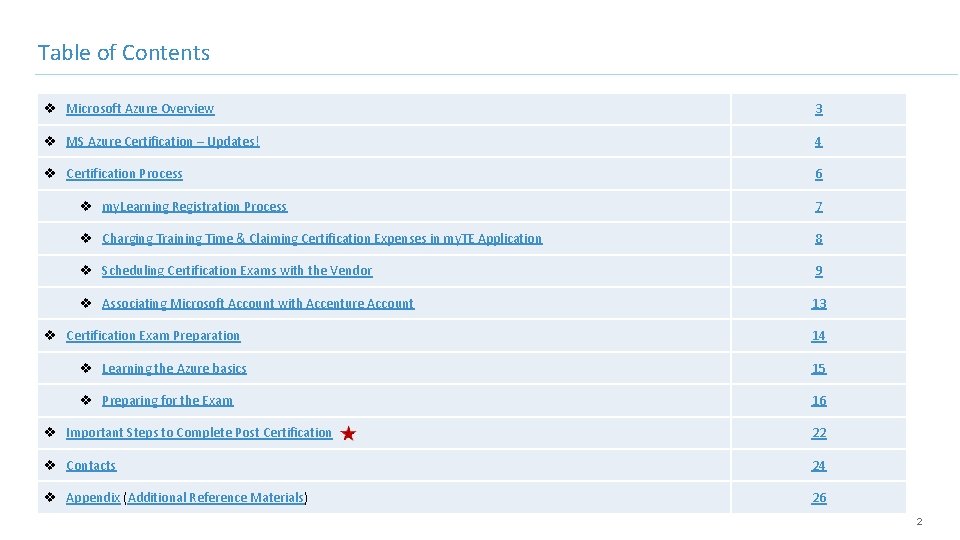 Table of Contents v Microsoft Azure Overview 3 v MS Azure Certification – Updates!