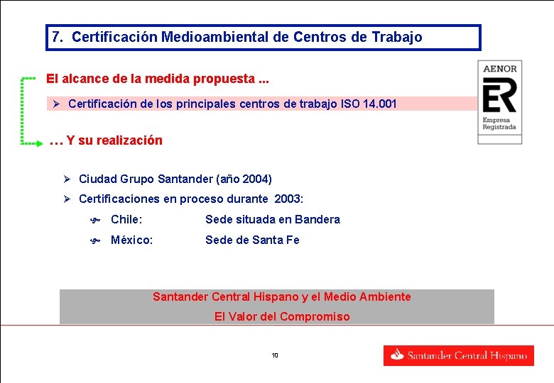 7. Certificación Medioambiental de Centros de Trabajo El alcance de la medida propuesta. .