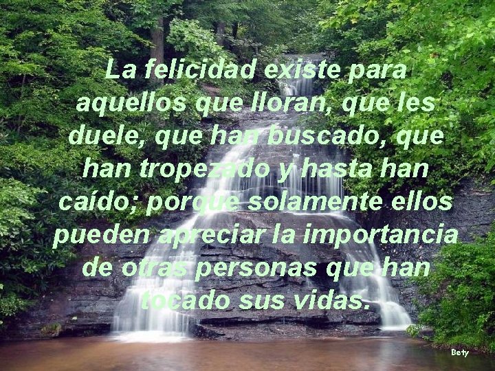 La felicidad existe para aquellos que lloran, que les duele, que han buscado, que