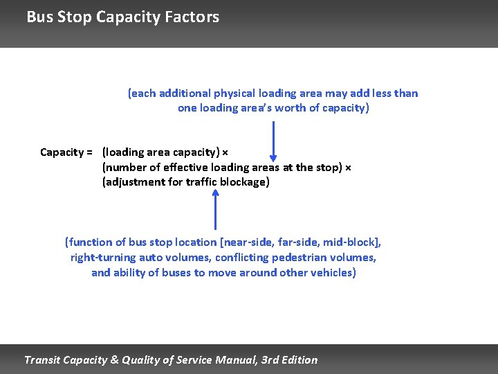 Bus Stop Capacity Factors (each additional physical loading area may add less than one