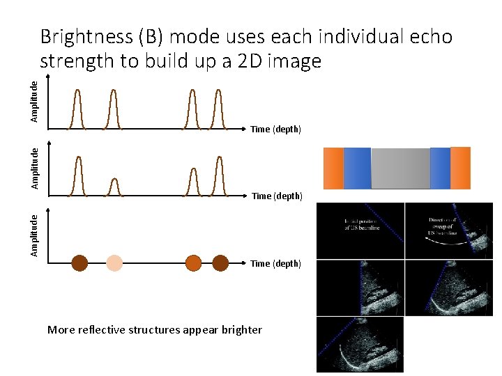 Amplitude Brightness (B) mode uses each individual echo strength to build up a 2