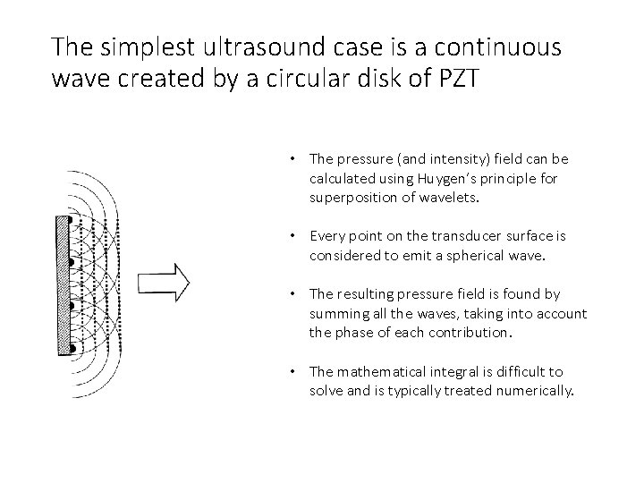 The simplest ultrasound case is a continuous wave created by a circular disk of