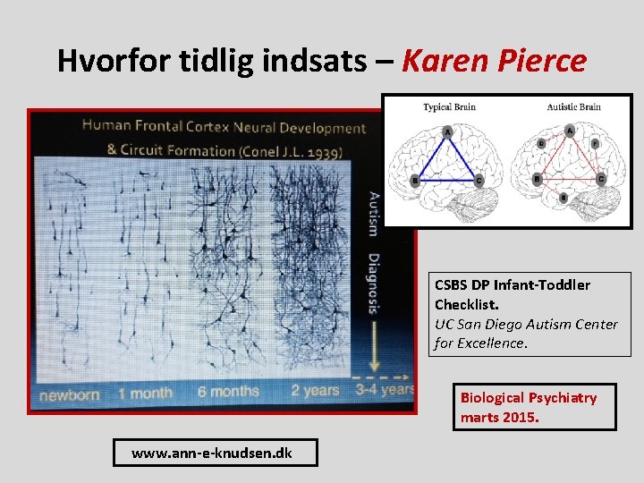 Hvorfor tidlig indsats – Karen Pierce CSBS DP Infant-Toddler Checklist. UC San Diego Autism