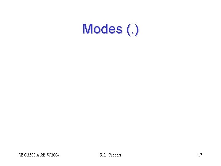 Modes (. ) SEG 3300 A&B W 2004 R. L. Probert 17 