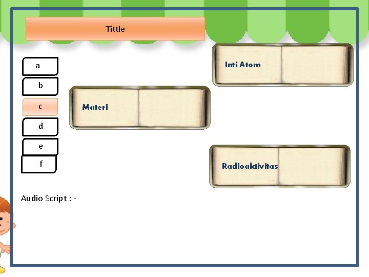 Tittle a Inti Atom b c Materi d e ef Audio Script : -