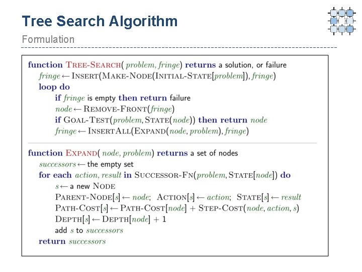 Tree Search Algorithm Formulation 