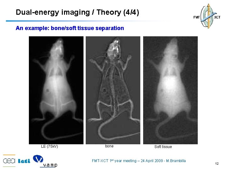 Dual-energy imaging / Theory (4/4) An example: bone/soft tissue separation LE (75 k. V)