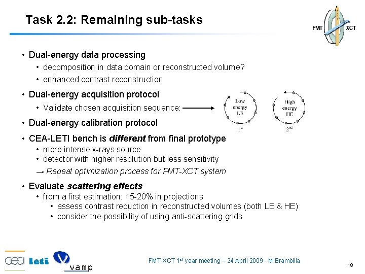 Task 2. 2: Remaining sub-tasks • Dual-energy data processing • decomposition in data domain