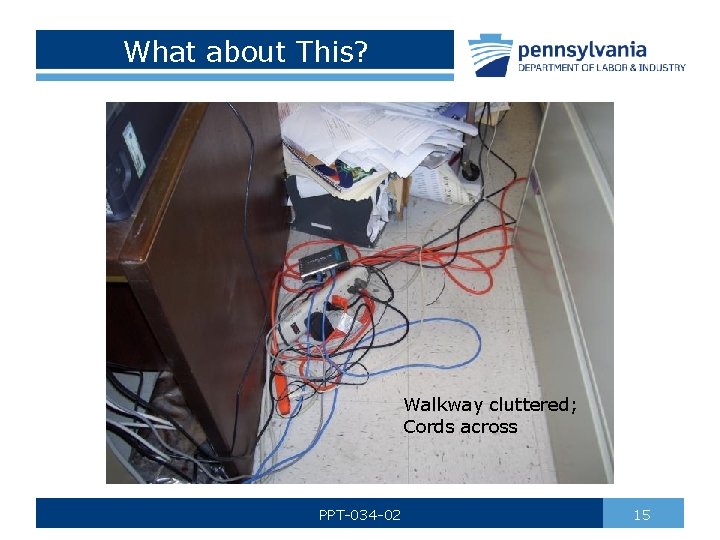 What about This? Walkway cluttered; Cords across PPT-034 -02 15 