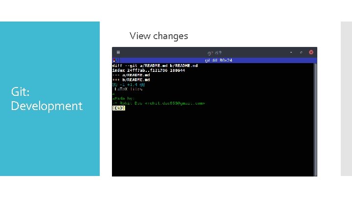 View changes Git: Development 