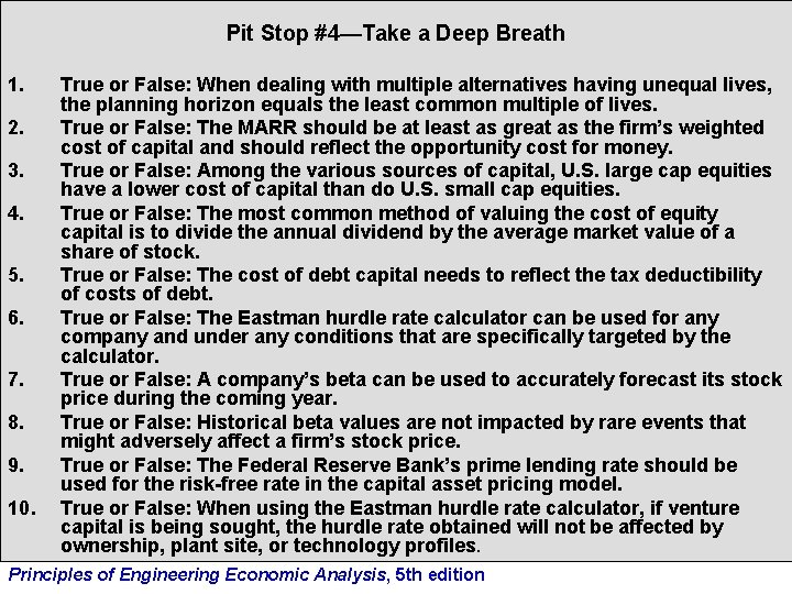 Pit Stop #4—Take a Deep Breath 1. 2. 3. 4. 5. 6. 7. 8.