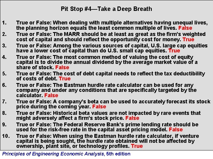 Pit Stop #4—Take a Deep Breath 1. 2. 3. 4. 5. 6. 7. 8.