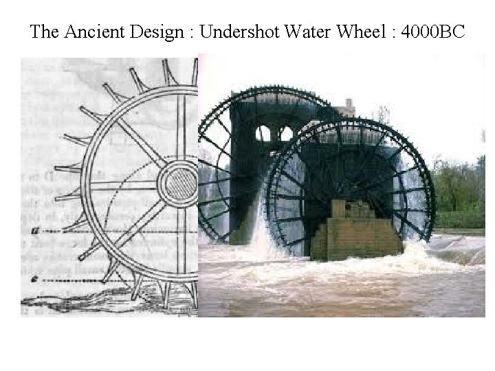 The Ancient Design : Undershot Water Wheel : 4000 BC 