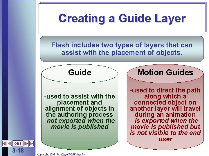 Creating a Guide Layer Flash includes two types of layers that can assist with