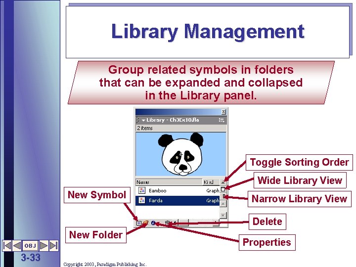 Library Management Group related symbols in folders that can be expanded and collapsed in