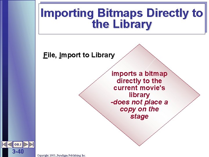 Importing Bitmaps Directly to the Library File, Import to Library imports a bitmap directly