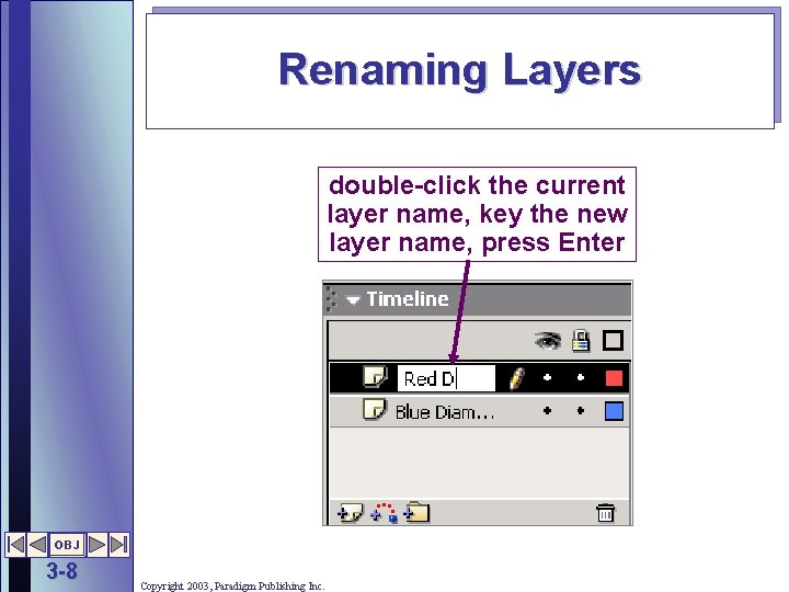 Renaming Layers double-click the current layer name, key the new layer name, press Enter