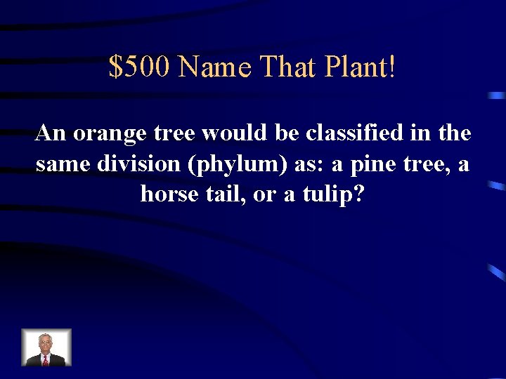$500 Name That Plant! An orange tree would be classified in the same division