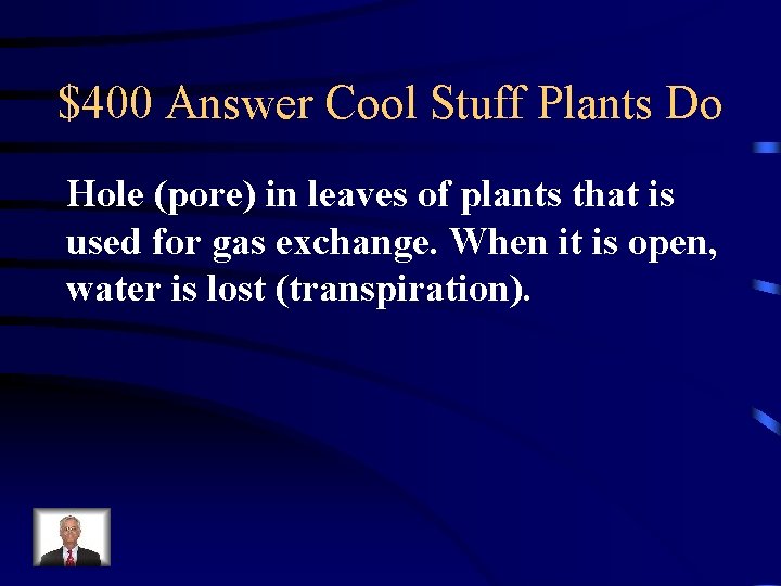 $400 Answer Cool Stuff Plants Do Hole (pore) in leaves of plants that is