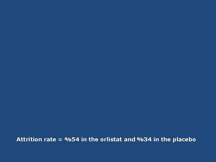 Attrition rate = %54 in the orlistat and %34 in the placebo 