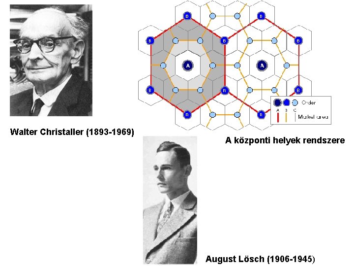 Walter Christaller (1893 -1969) A központi helyek rendszere August Lösch (1906 -1945) 