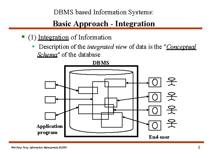 DBMS based Information Systems: Basic Approach - Integration § (1) Integration of Information •