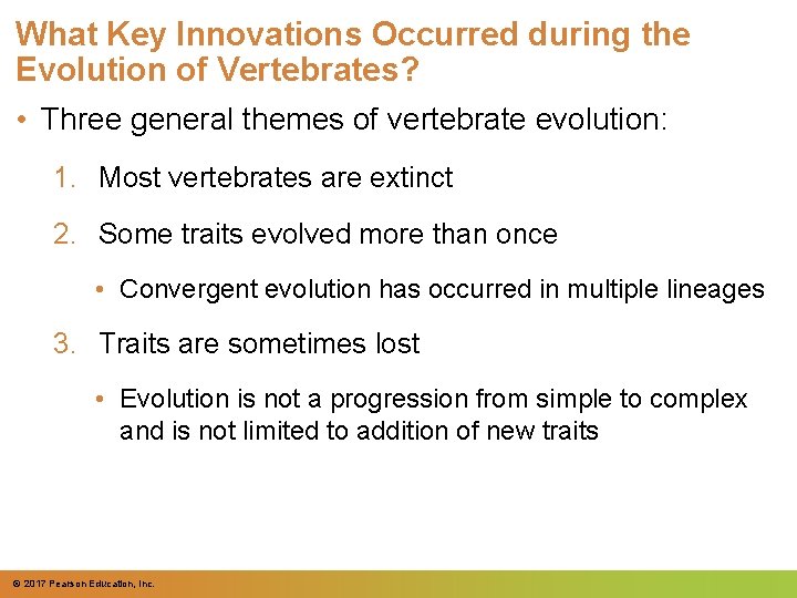 What Key Innovations Occurred during the Evolution of Vertebrates? • Three general themes of What Key Innovations Occurred during the Evolution of Vertebrates? • Three general themes of